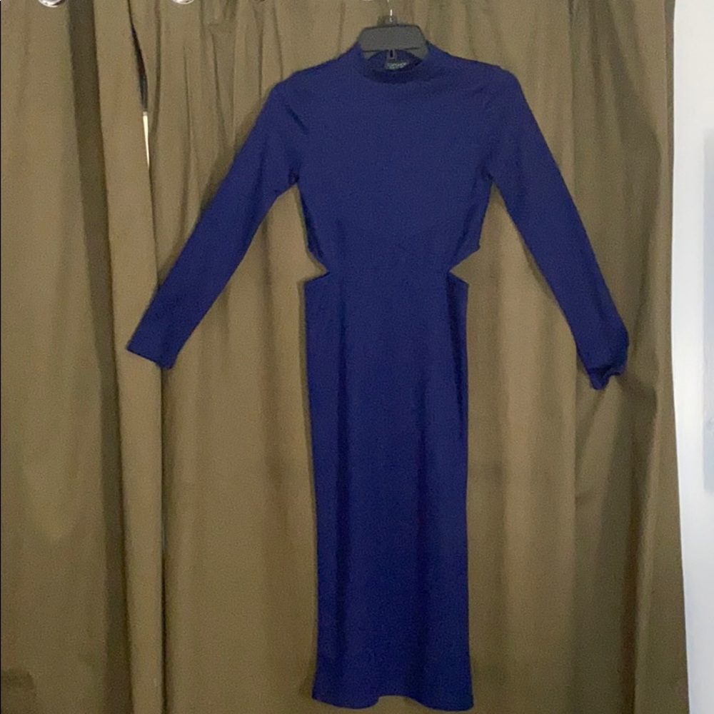 Long blue cut out dress